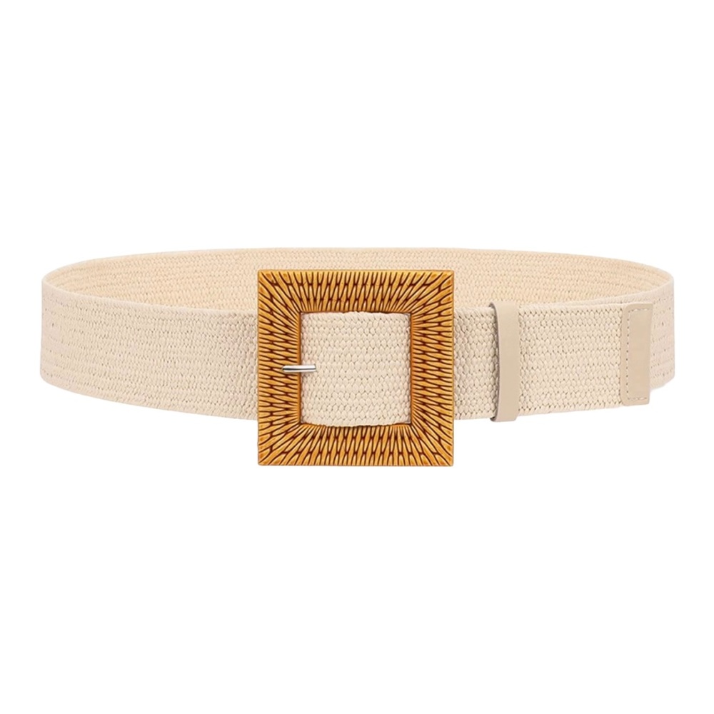 Ivory Boho Woven Elastic Stretch Waist Belt